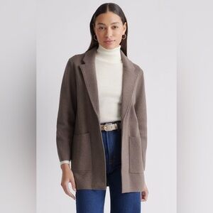 Quince 100% Organic Cotton Knit Blazer in Heather Brown Size Small EUC